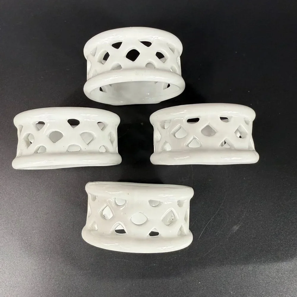Mikasa Bridal Lace White Porcelain Napkin Rings Set Of 4 Elegant
